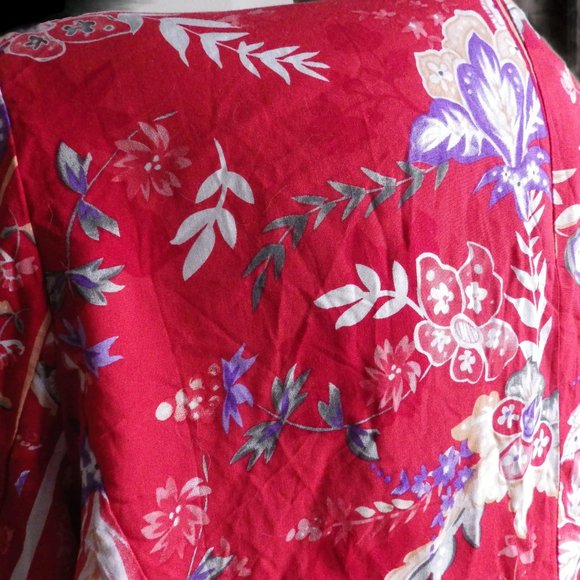 JAASE Jacket/ Top SMALL Australian Artist Print Red Floral Boho NWT - Picture 2 of 8